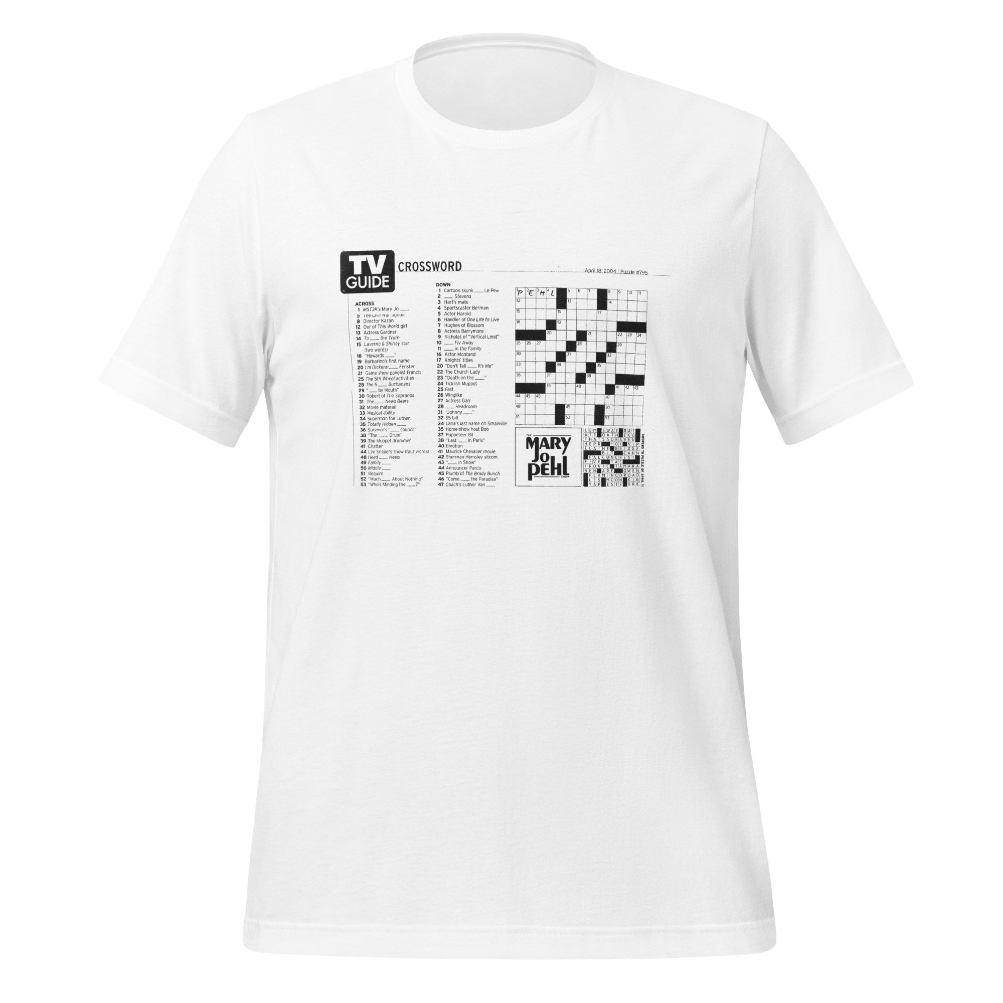 The Mary Jo Pehl Show TV Guide Crossword Design T Shirt Dumb Industries The Mary Jo Pehl Show TV Guide Crossword Design T Shirt Dumb Industries