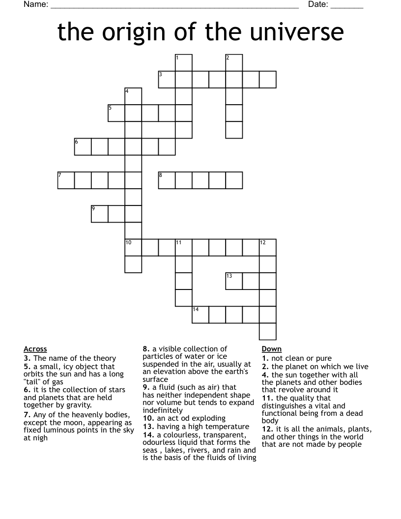 The Origin Of The Universe Crossword WordMint The Origin Of The Universe Crossword WordMint