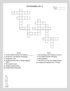 The Outsiders Crossword Puzzle Ch 1 By Procrastinator Educator