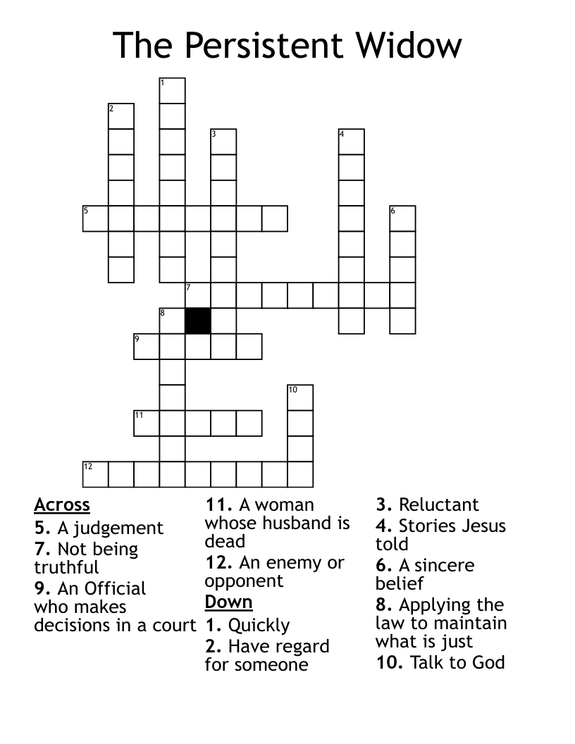The Persistent Widow Crossword WordMint