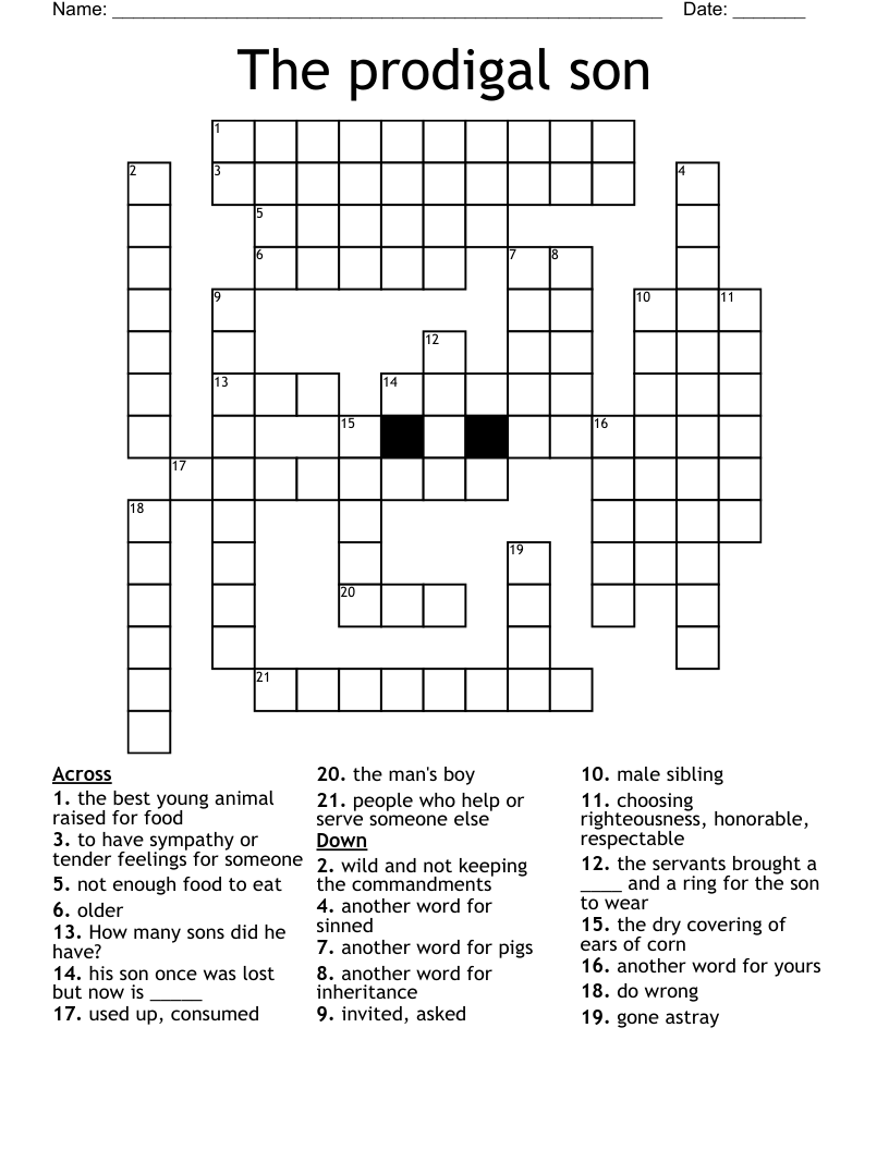 The Prodigal Son Crossword WordMint