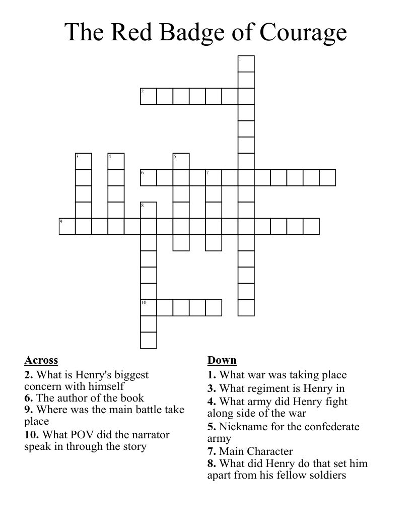 The Red Badge Of Courage Word Search WordMint The Red Badge Of Courage Word Search WordMint