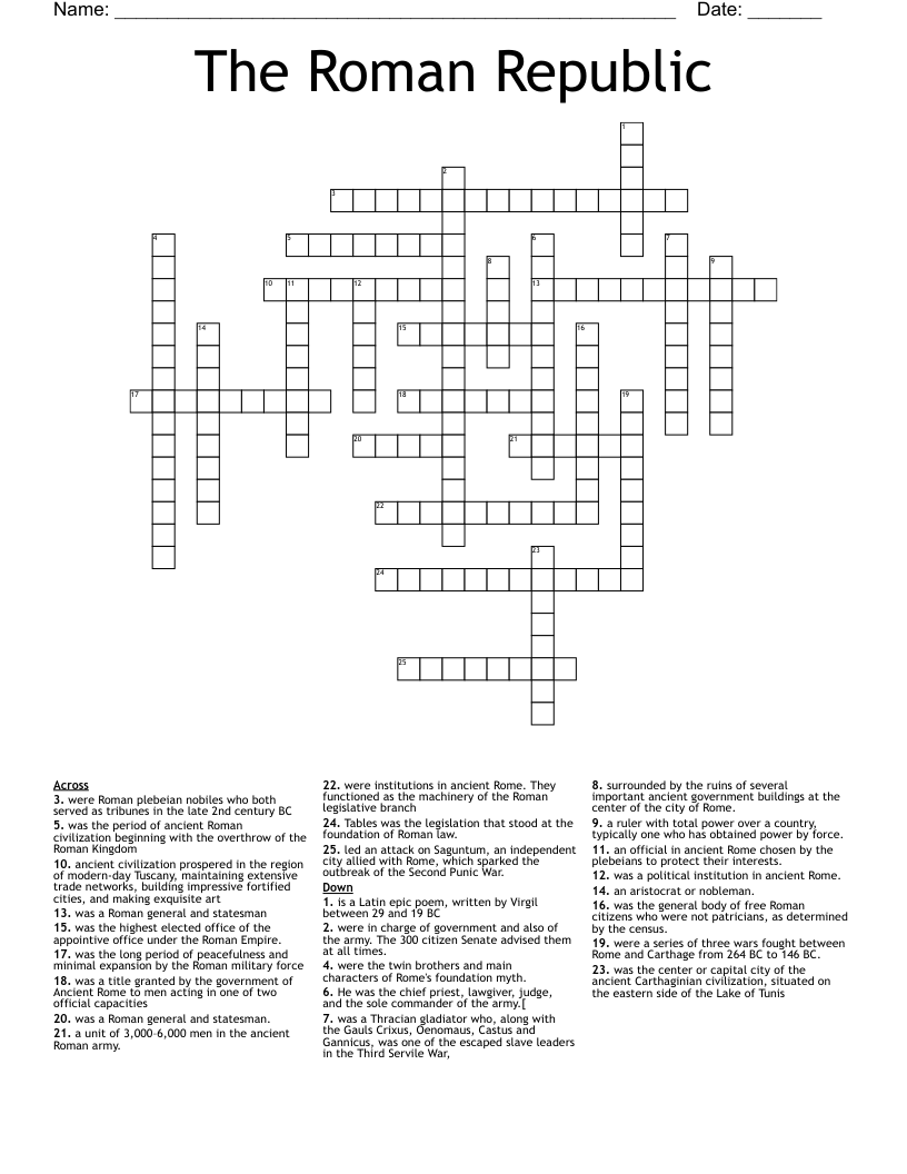 The Roman Republic Crossword WordMint The Roman Republic Crossword WordMint