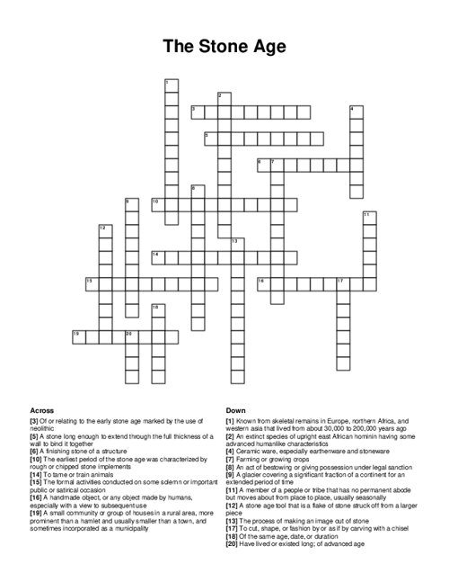The Stone Age Crossword Puzzle