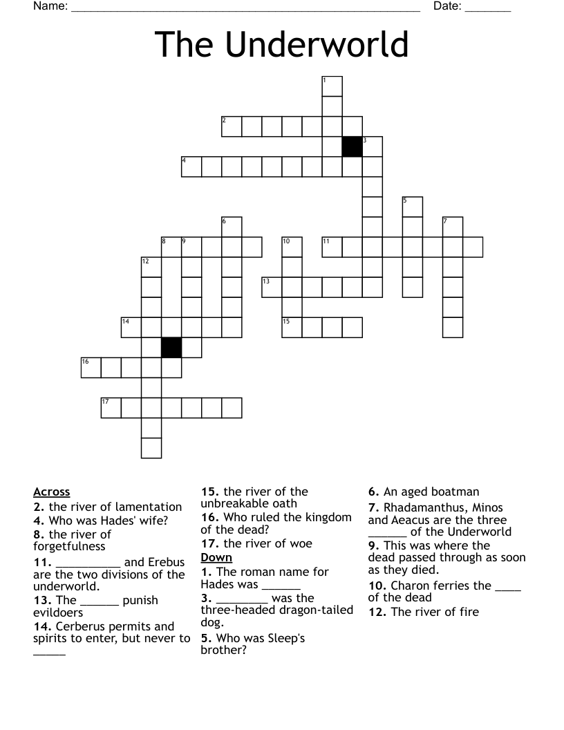 The Underworld Crossword WordMint