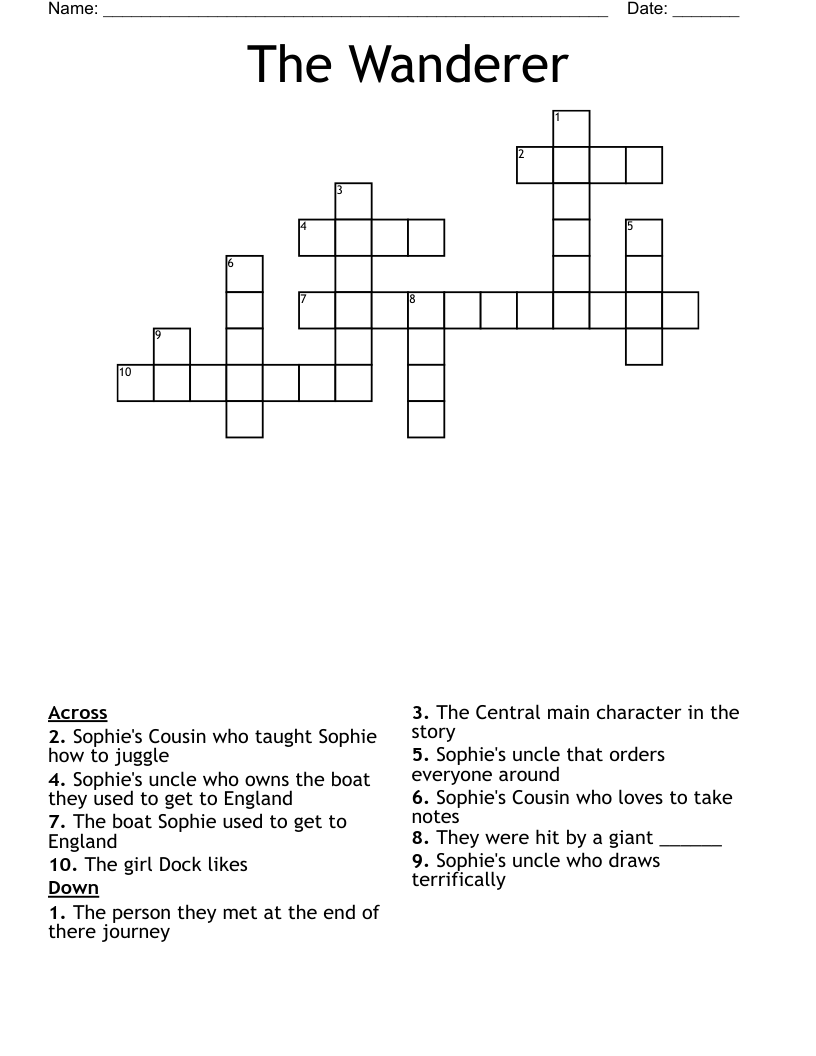 The Wanderer Crossword WordMint The Wanderer Crossword WordMint