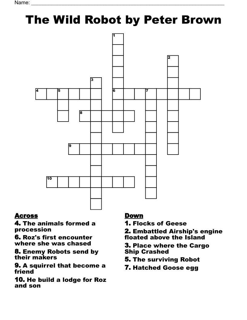 The Wild Robot By Peter Brown Crossword WordMint