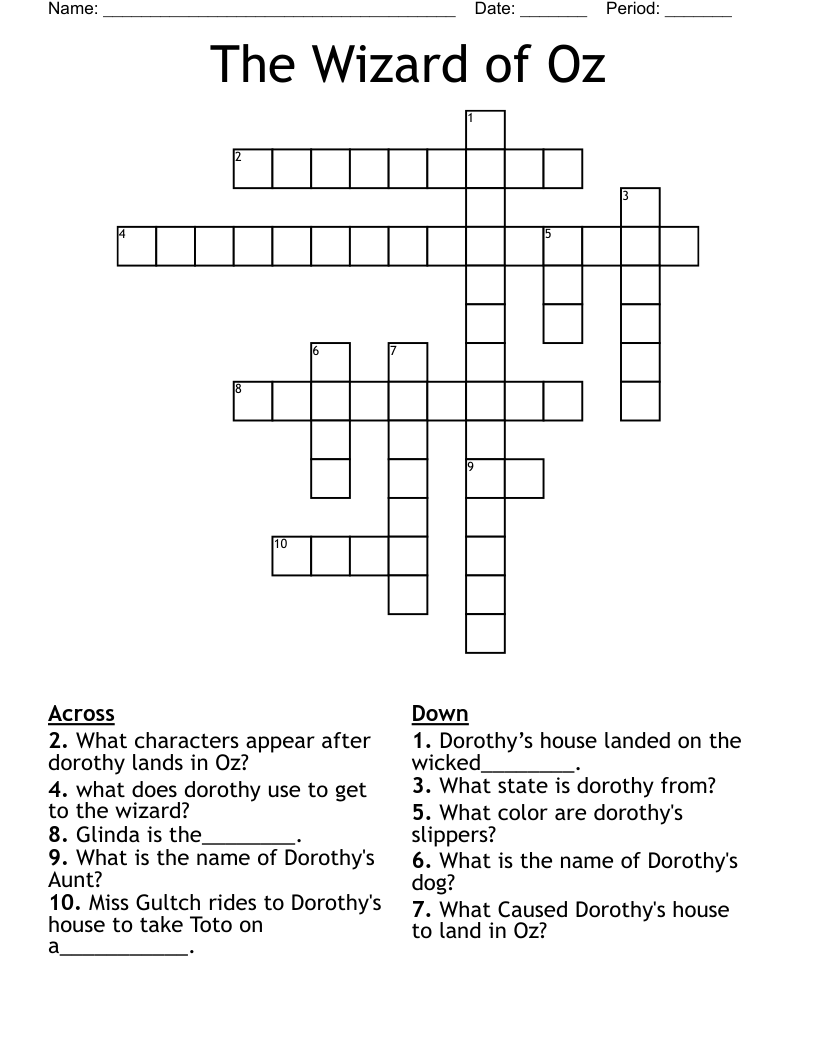 The Wizard Of Oz Crossword WordMint