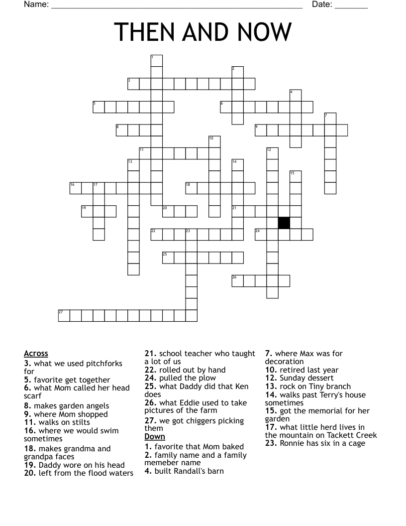 THEN AND NOW Crossword WordMint THEN AND NOW Crossword WordMint