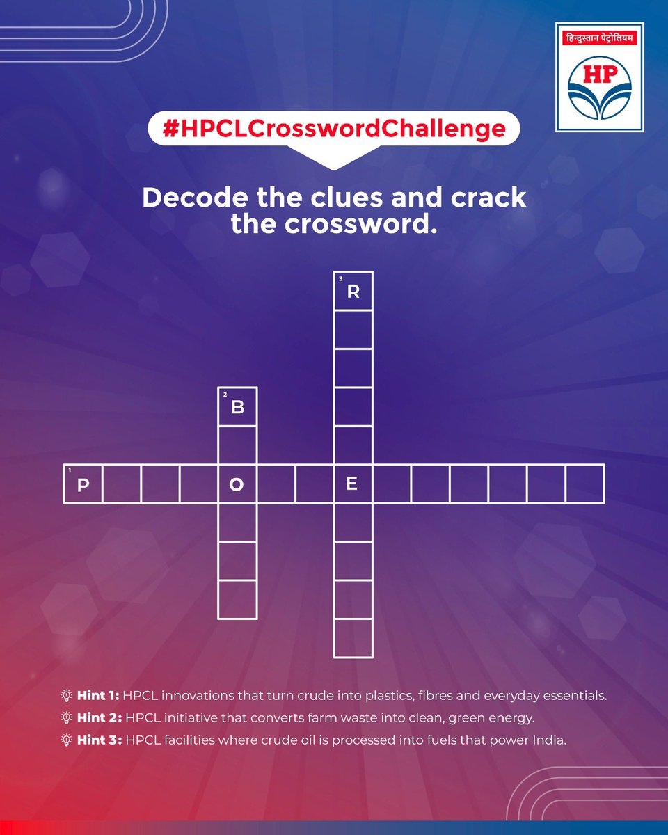 Think You Know HPCL Inside Out Decode The Clues And Crack The Crossword Fill In The Crossword By Guessing The Right Words Linked To HPCL s Energy Innovation And Sustainability Story Think You Know HPCL Inside Out Decode The Clues And Crack The Crossword Fill In The Crossword By Guessing The Right Words Linked To HPCL s Energy Innovation And Sustainability Story