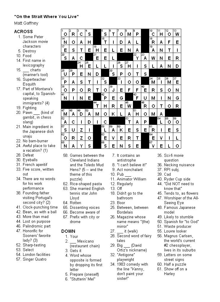 thomas joseph crossword puzzle today