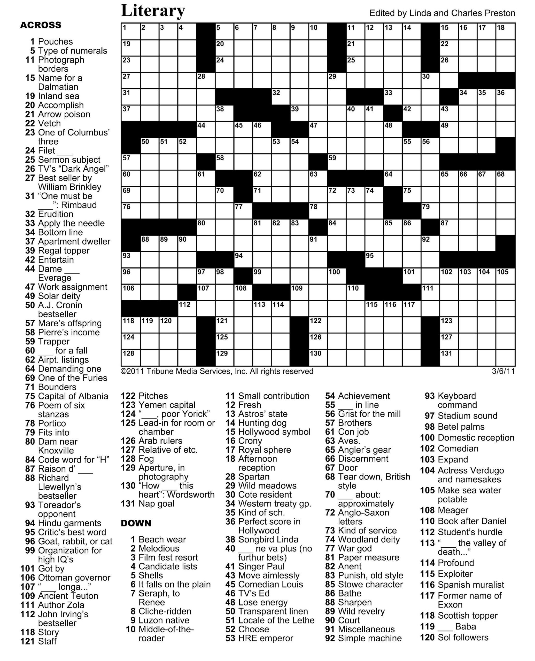 Thomas Joseph Daily Crossword Puzzle Printable Download Print Free 