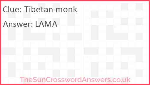 tibetan monks crossword puzzle clue
