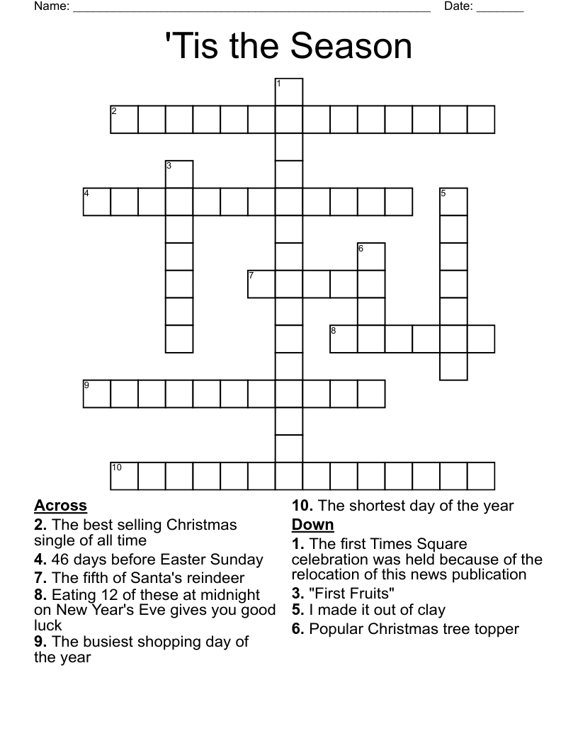 Tis The Season Crossword WordMint
