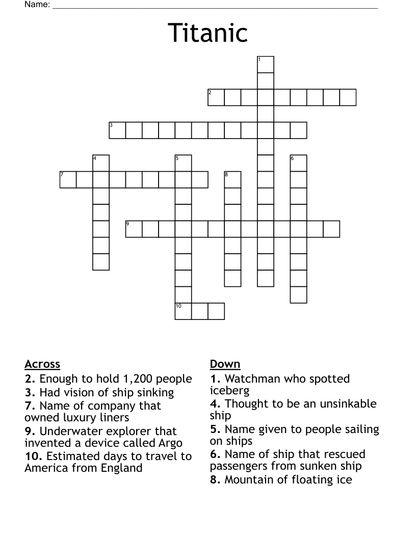 Titanic Crossword WordMint