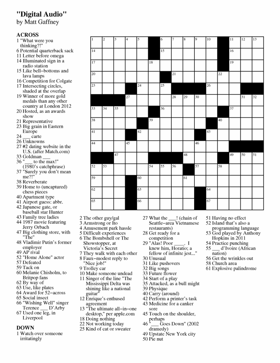 Today s Universal Crossword Puzzle Free Printable Crosswords