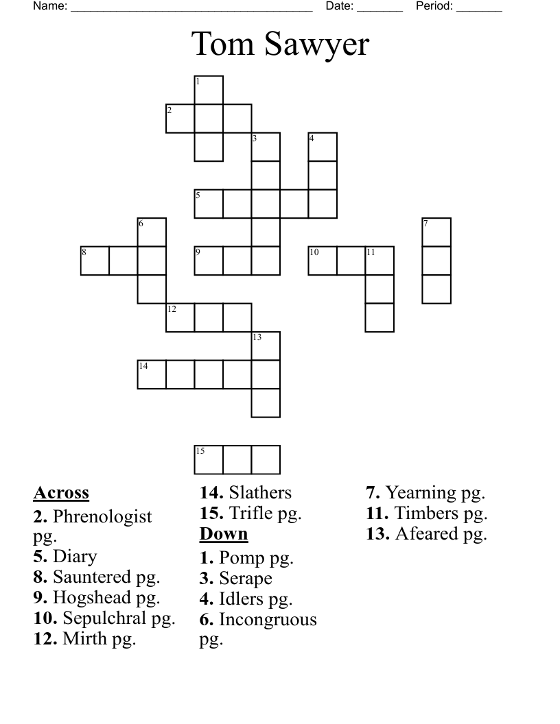 Tom Sawyer Crossword WordMint