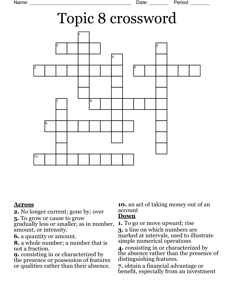 Topic 8 Crossword WordMint Topic 8 Crossword WordMint