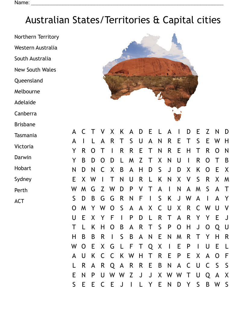 Towns Of Western Australia Word Search WordMint