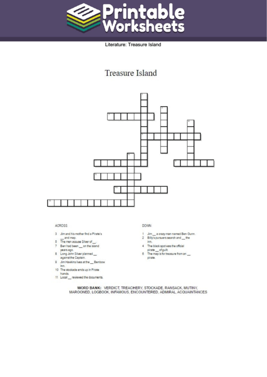 Treasure Island Crossword Puzzle Template Printable Pdf Download