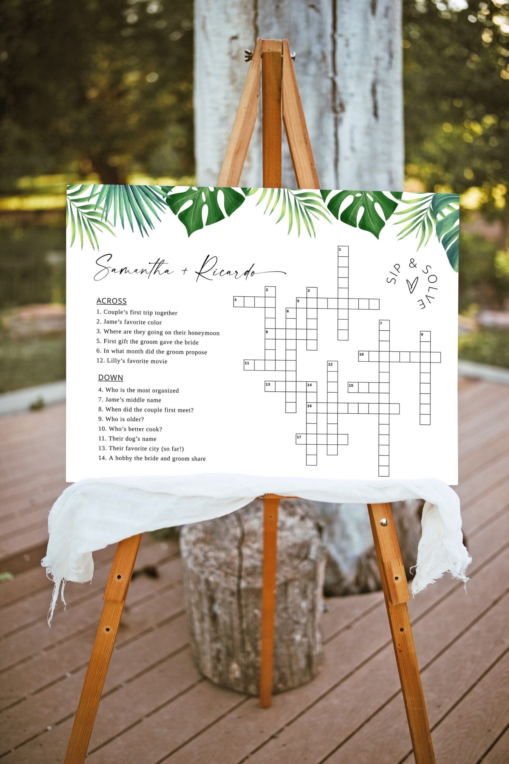 Tropical Wedding Crossword Puzzle Game Destination Wedding Game Trivia Beach Wedding Decorations Wedding Printable Crossword Trivia Guest Etsy