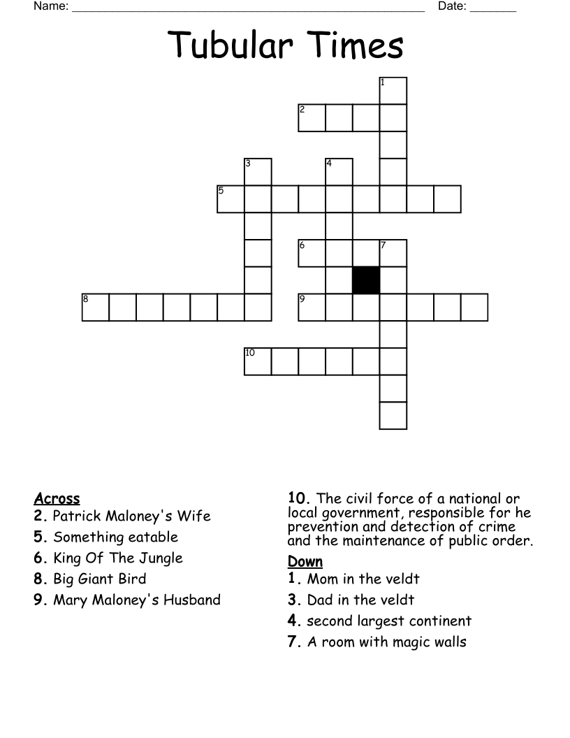 Tubular Times Crossword WordMint Tubular Times Crossword WordMint