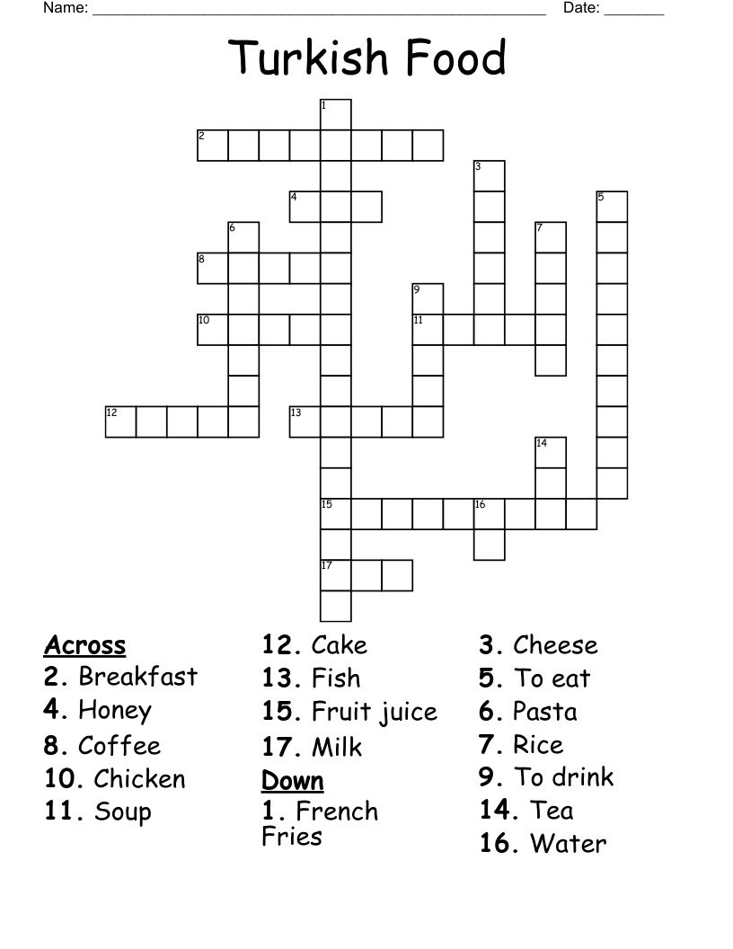 Turkish Crossword Puzzle WordMint