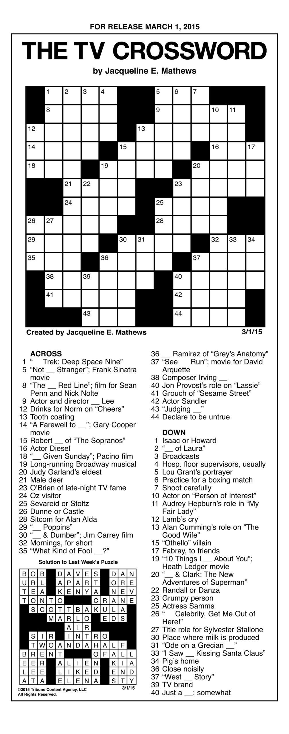 Tv Guide Crossword Puzzles Free Printable Emma Crossword Puzzles Tv Guide Crossword Puzzles Free Printable Emma Crossword Puzzles