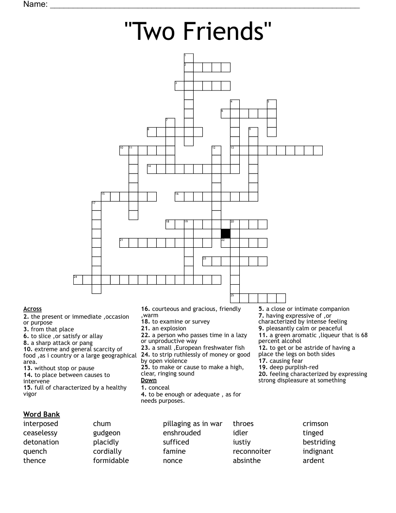 Two Friends Crossword WordMint
