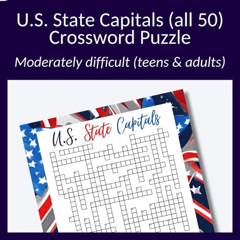 state capital crossword puzzle