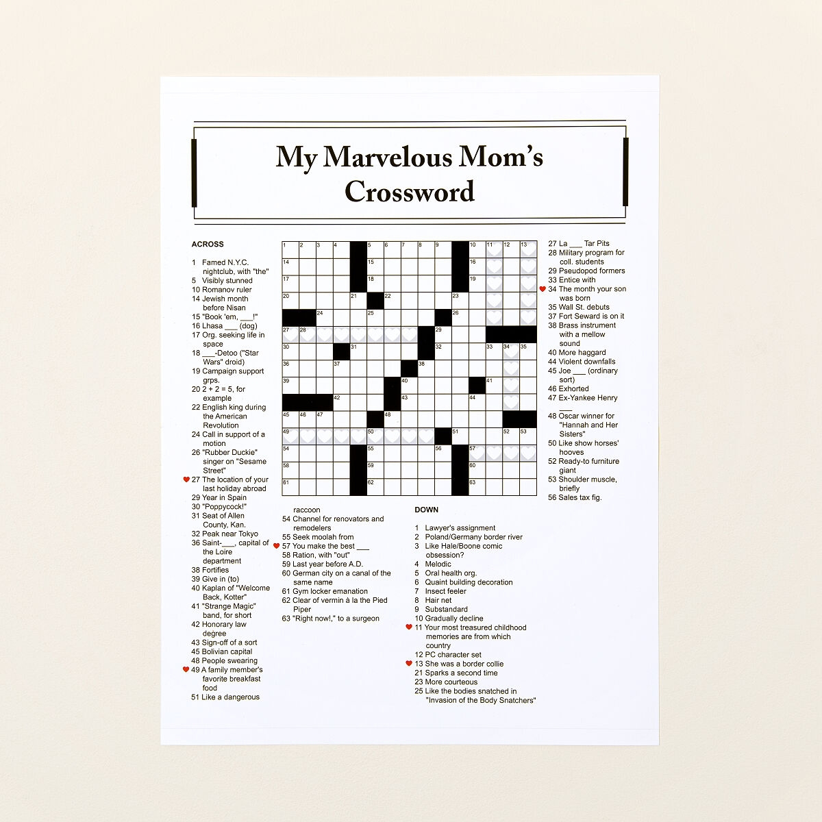 Uncommon Goods Personalized Crossword Print Crosswords Uncommon Goods Personalized Crossword Print Crosswords
