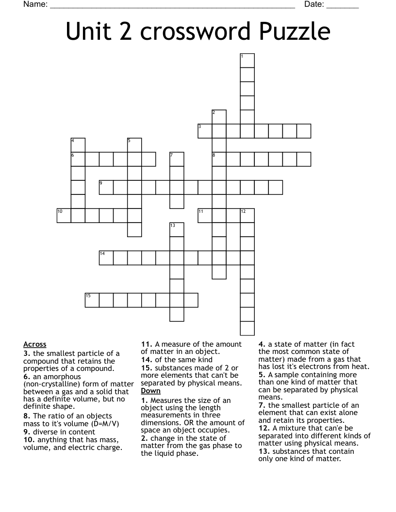 Unit 2 Crossword Puzzle WordMint Unit 2 Crossword Puzzle WordMint