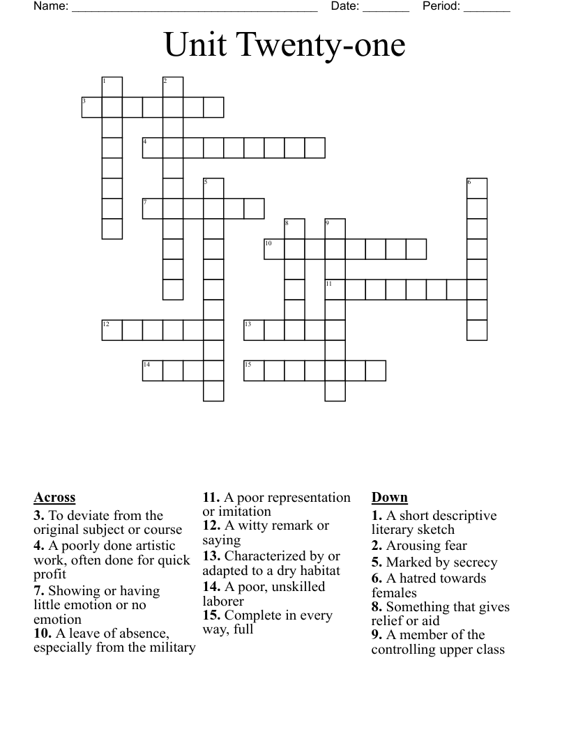 Unit Twenty one Crossword WordMint