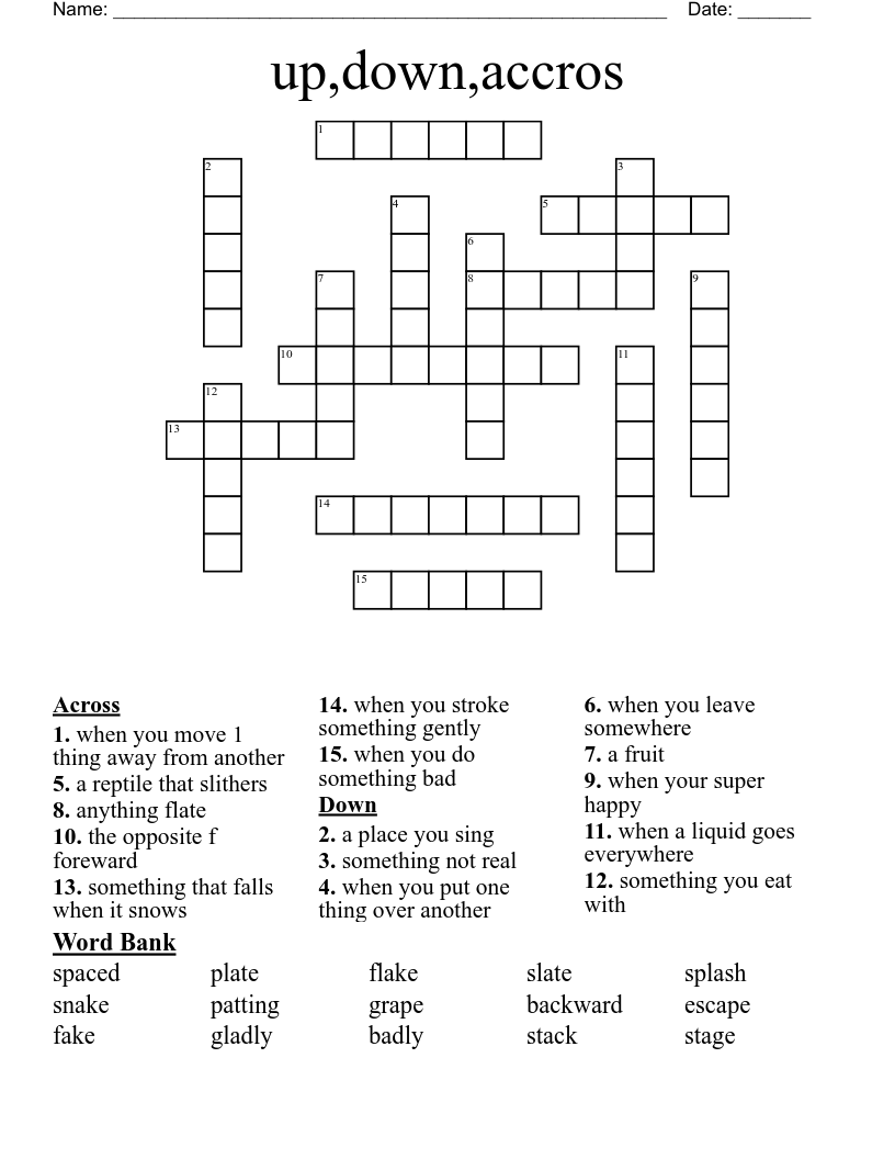 Up down accros Crossword WordMint Up down accros Crossword WordMint