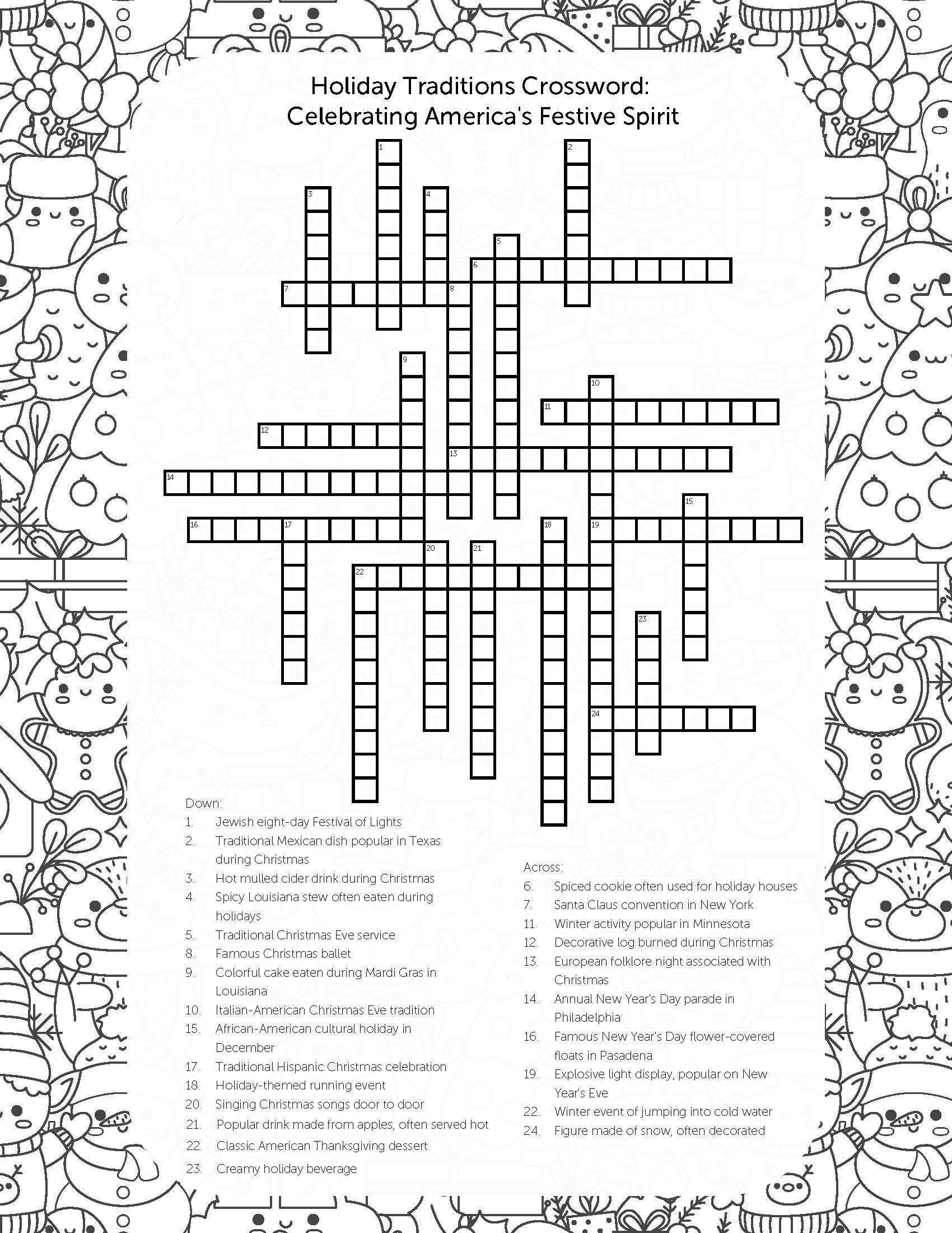 Updated Holiday Traditions Crossword Celebrating America s Festive Spirit Printable Christmas Game Christmas Family Game Etsy