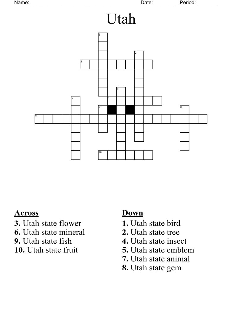 Utah Crossword WordMint