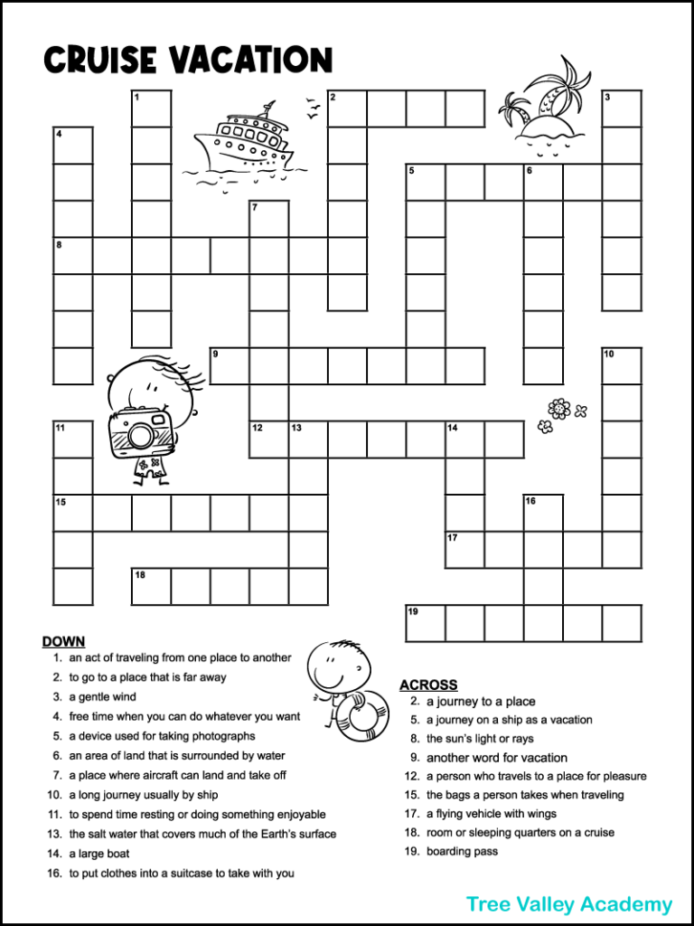 Vacation Crossword Puzzles Tree Valley Academy Vacation Crossword Puzzles Tree Valley Academy