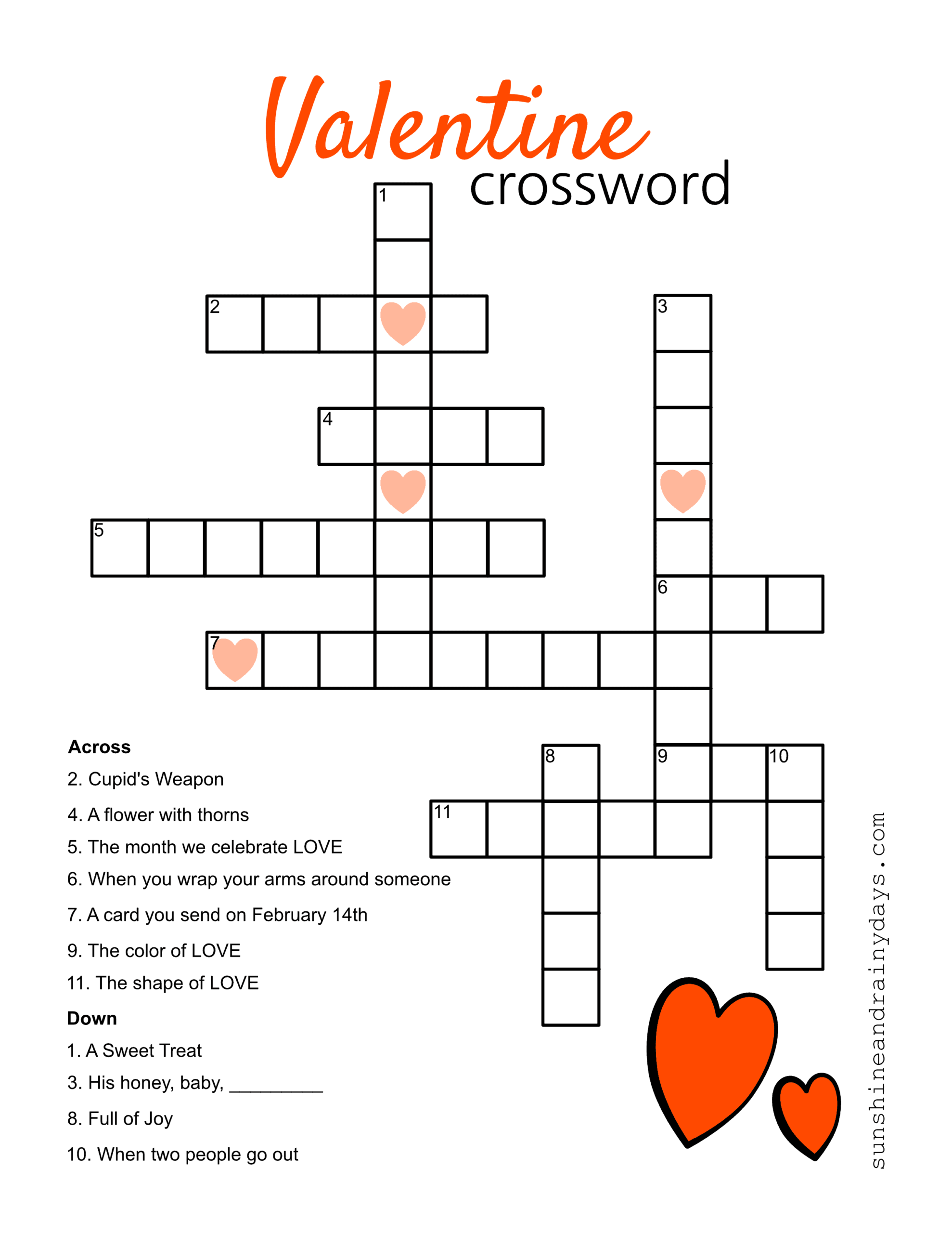 Valentine Crossword Puzzle Valentine Crossword Puzzle