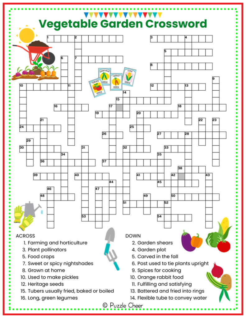 Vegetable Garden Crossword Puzzle Puzzle Cheer