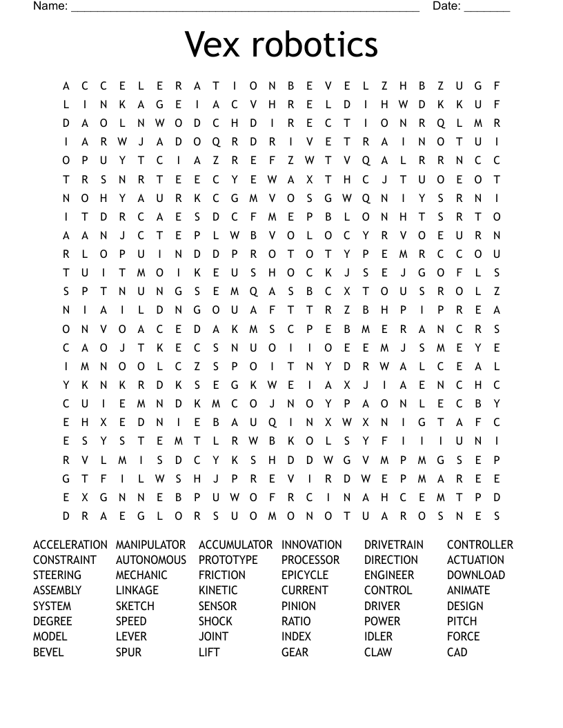 Vex Robotics Word Search WordMint Vex Robotics Word Search WordMint