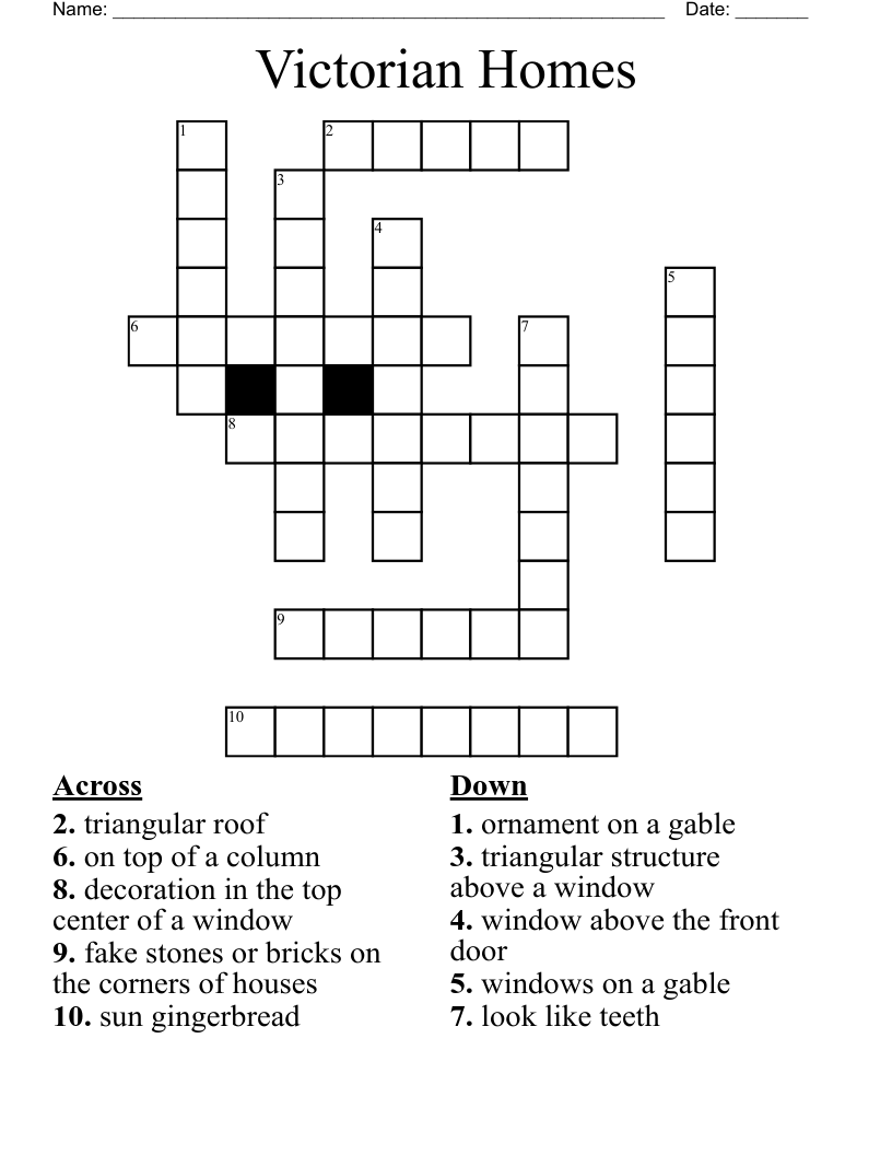 Victorian Homes Crossword WordMint