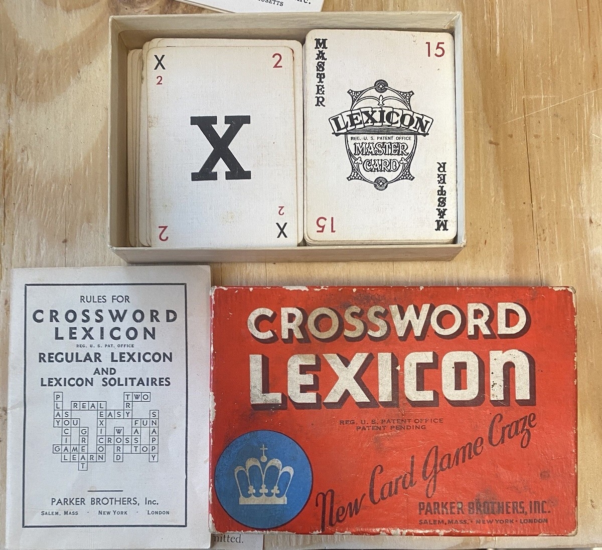 VINTAGE CARD GAME CROSSWORD LEXICON PARKER BROTHERS 1938 WORD GAME EBay