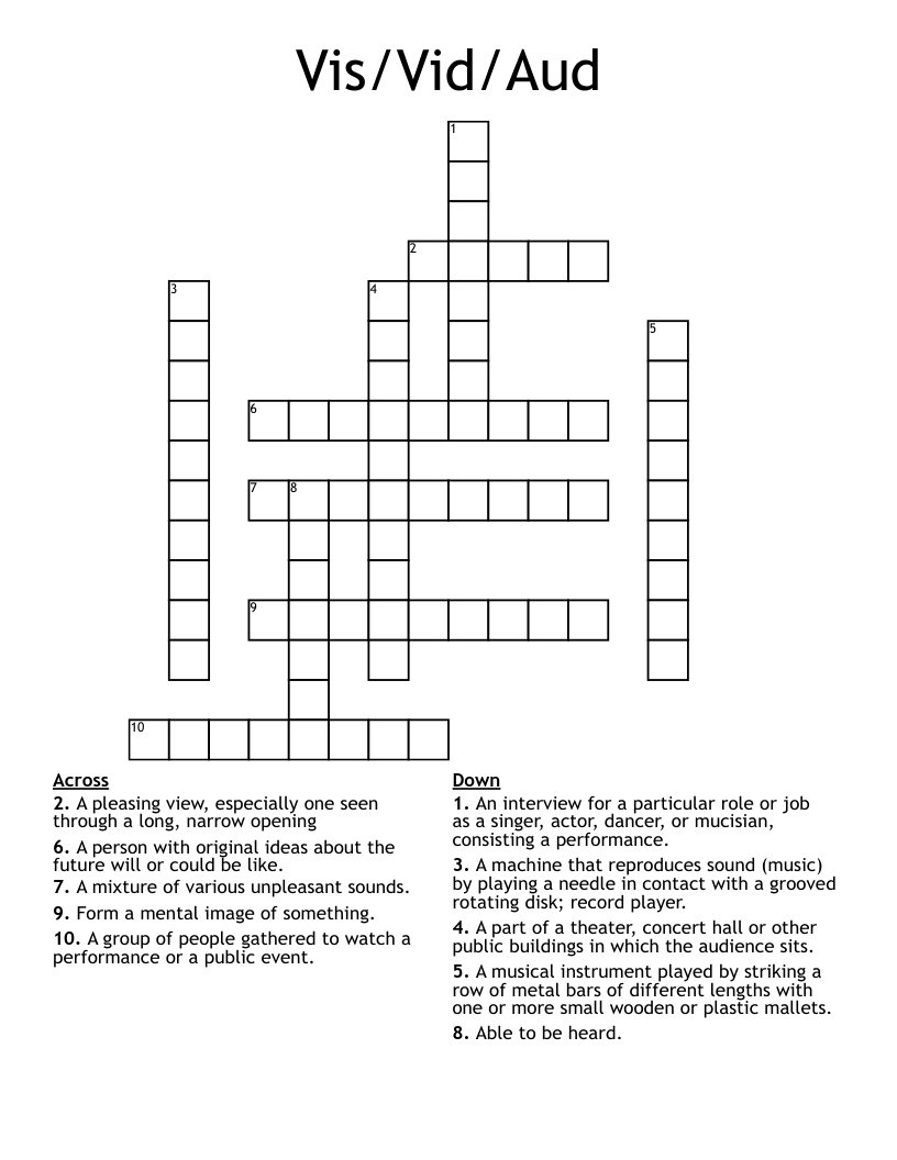 Vis Vid Aud Crossword WordMint Vis Vid Aud Crossword WordMint