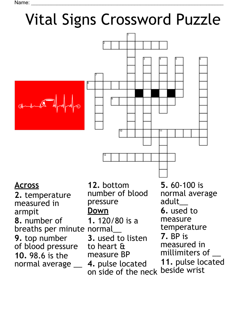 Vital Signs Crossword Puzzle WordMint