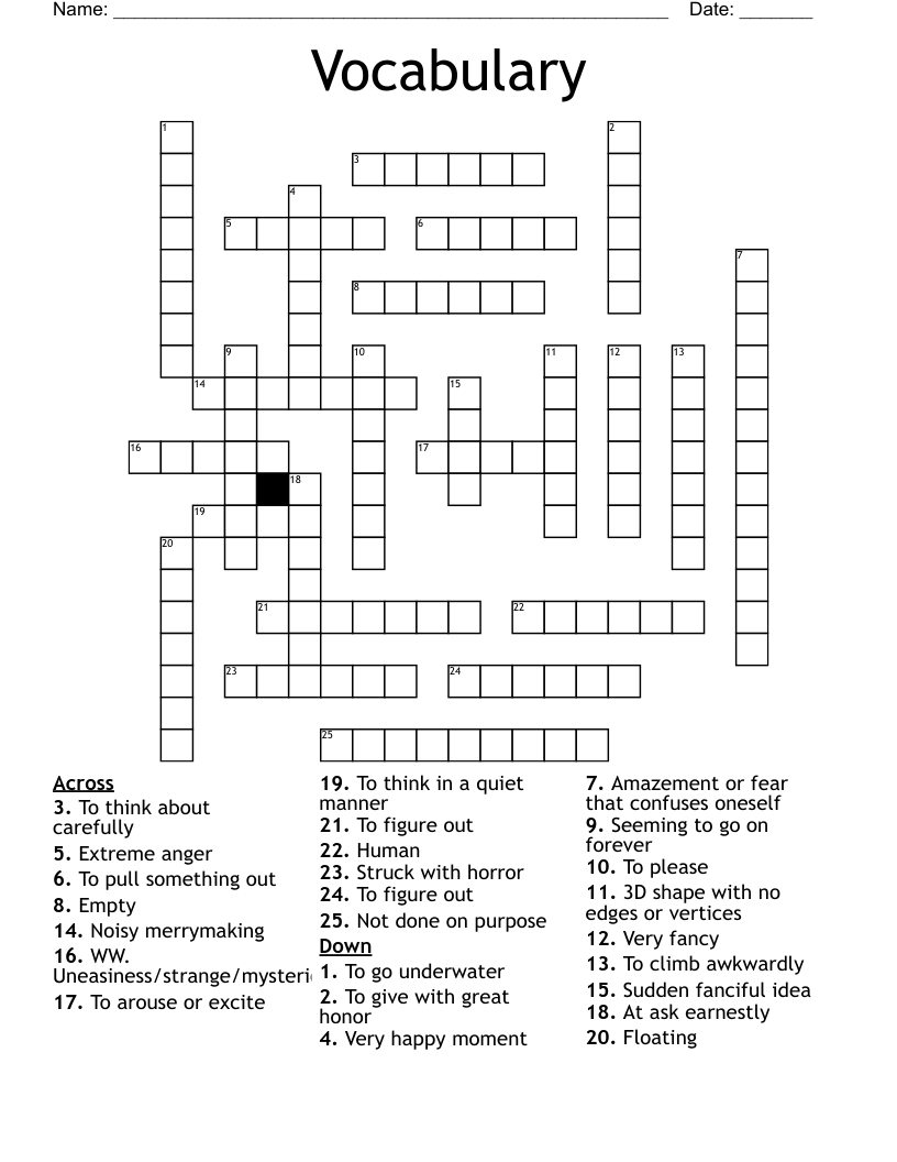 Vocabulary Crossword WordMint Vocabulary Crossword WordMint