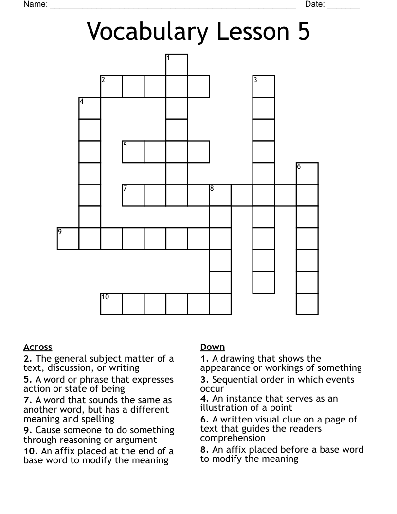 Vocabulary Lesson 5 Crossword WordMint Vocabulary Lesson 5 Crossword WordMint