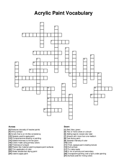 Wall Painting Crossword Puzzle Clue At Wilbur Pritt Blog