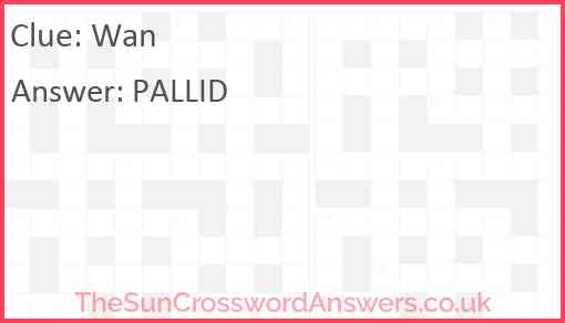 Wan Crossword Clue TheSunCrosswordAnswers co uk