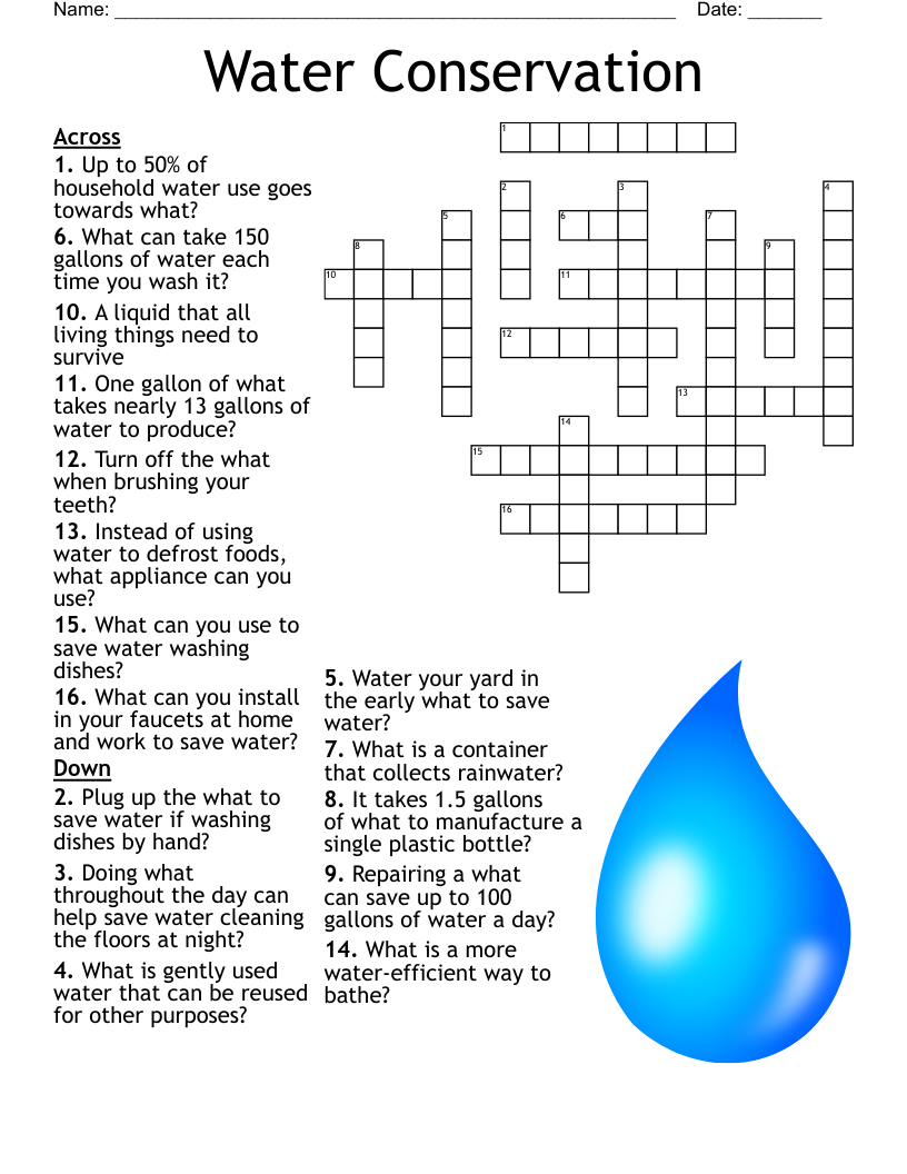 Water Conservation Crossword WordMint
