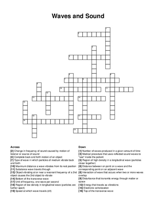 Waves And Sound Crossword Puzzle
